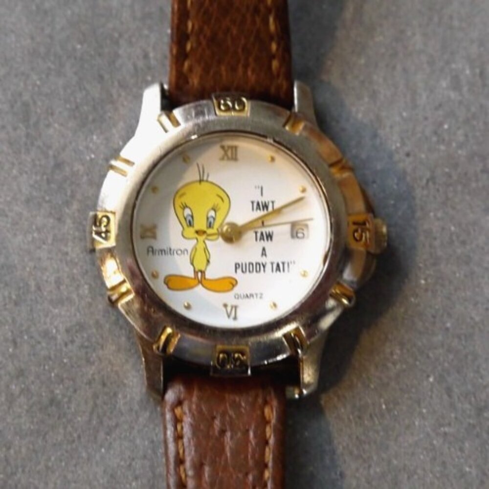 Vintage ARMITRON Tweety Bird women's watch with date water resistant 100ft